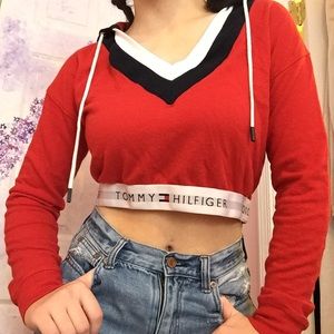 Tommy Hilfiger Elastic Cropped Hoodie Sweatshirt